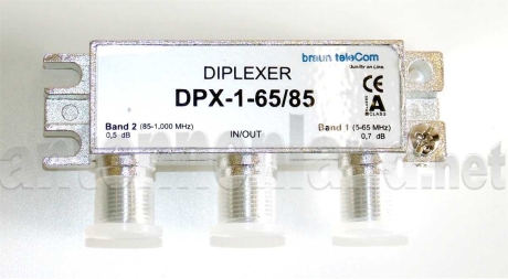 DPX-1-65/85  Diplexfilter 5-65 / 85-1000 MHz