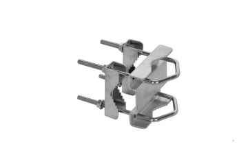 Cross clamp with prism clamps for pipes up to Ø60 mm