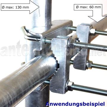 Cross clamp for pipes up to Ø130 mm
