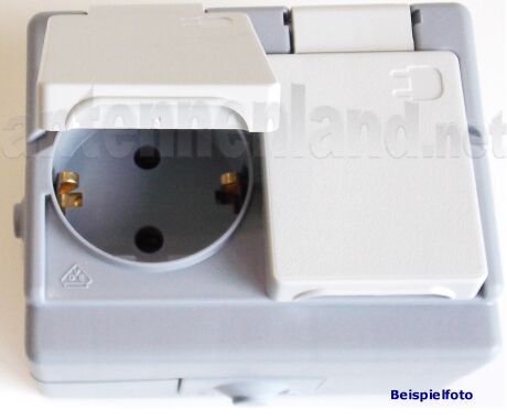 Damp-proof socket outlet 2-fold, surface-mounted, protection class IP44