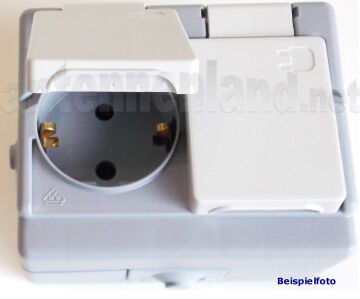 Damp-proof socket outlet 2-fold, surface-mounted,...