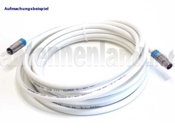 1 m antenna cable IECM-IECF with Cabelcon connectors and Kathrein LCD 111 A+, triple shielded, PVC white, class A+