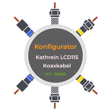 Anfertigung Ihres universellen Anschlusskabels aus UV-stabilem Kathrein LCD 115 A+, RG6 (7 mm), 130 dB, 3-fach geschirmt, Class A+, schwarz