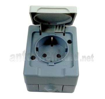 Damp-proof socket outlet 1-fold, surface-mounted,...