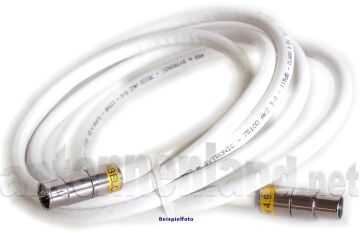 7.5 m IECM-IECF antenna cable with Cabelcon connectors and triple shielded cable, PVC white, Class A+, 115 dB