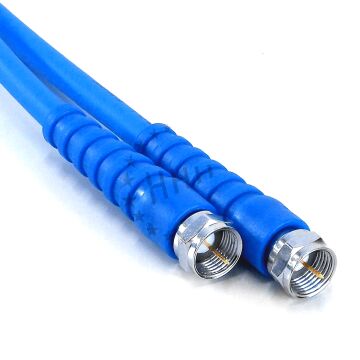 Highly flexible FM-FM measuring cable, 2 m 75 Ohm, blue cable, blue bend protection