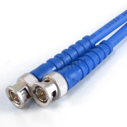 Highly flexible measuring cable BNCM-BNCM, 2 m 75 Ohm, cable blue, bend protection blue
