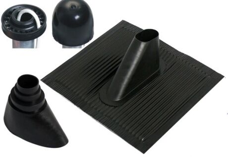 Aluminum roof tile and sealing set black Var. 1 for roof rafter mounts and masts