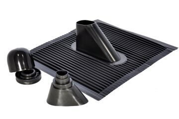 Aluminum roof tile and sealing set black Var. 1 for roof rafter mounts and masts
