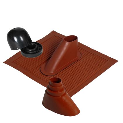 Aluminum roof tile and sealing set brick red Var. 1 for roof rafter holders and masts.