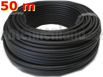 50 m Sytronic 75100 AKZ 1.0/4.6 3S A+ PVC sw - RG6 SAT+BK High performance cable for indoor and outdoor use, black, UV stable