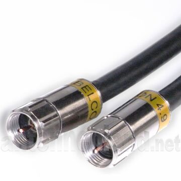 40 cm Cabelcon FM - FM jumper cable patch cable, black triple shielded, waterproof, class A+ / FM-CXJ6A+-FM/TD/B/0.4m KDG