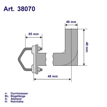 Mast bracket 70x25cm steel Ø48mm