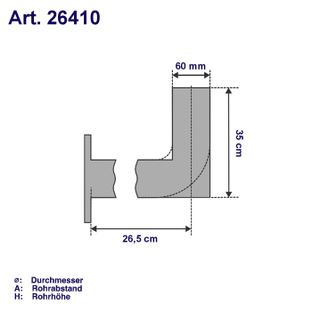 Tapered wall bracket 40x40cm steel Ø60 to 50 mm