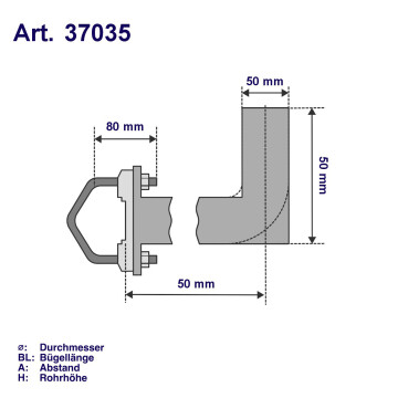 Mast bracket 35x25cm aluminium Ø 50mm