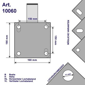 Alu-Wandhalter 60 cm, verstrebt, Rohr-Ø 50 mm