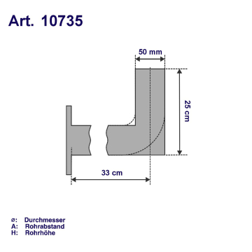 Alu-Wandhalter 35 cm, weiß, Rohr-Ø 50 mm