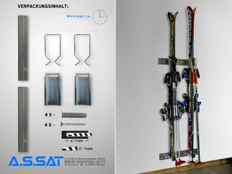 Ski wall holder storage set