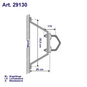 Pole wall bracket set 30-40cm steel Ø38-60 mm, variable