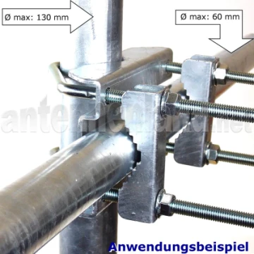 Kreuzschelle für Rohre bis 130 mm