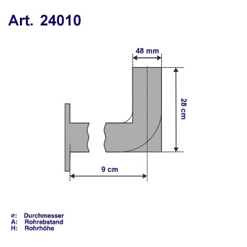 Satellite wall bracket 10x28cm steel Ø48mm