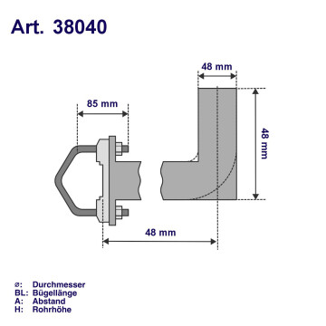 Mast bracket 40x25cm steel Ø48 mm