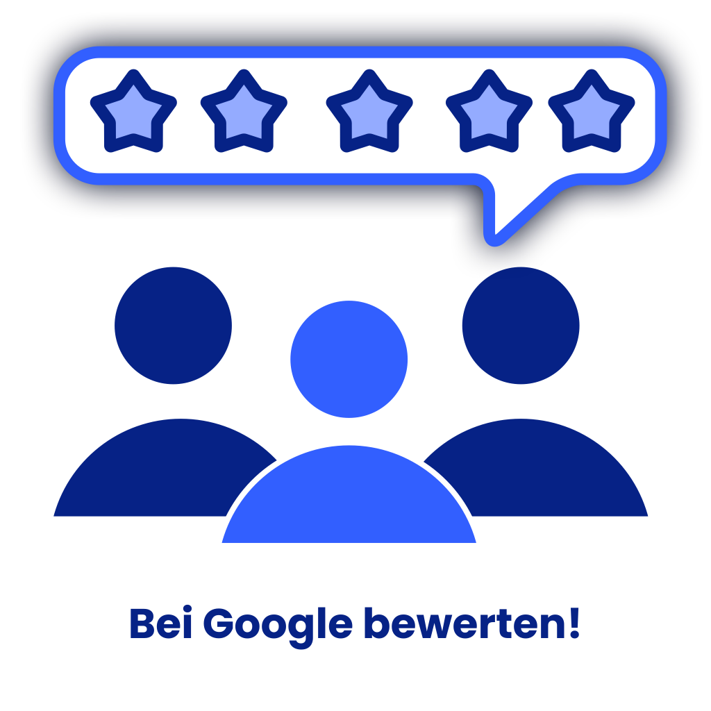 Icon mit Sternenbewertung mit Beschriftung, Bei Google bewerten